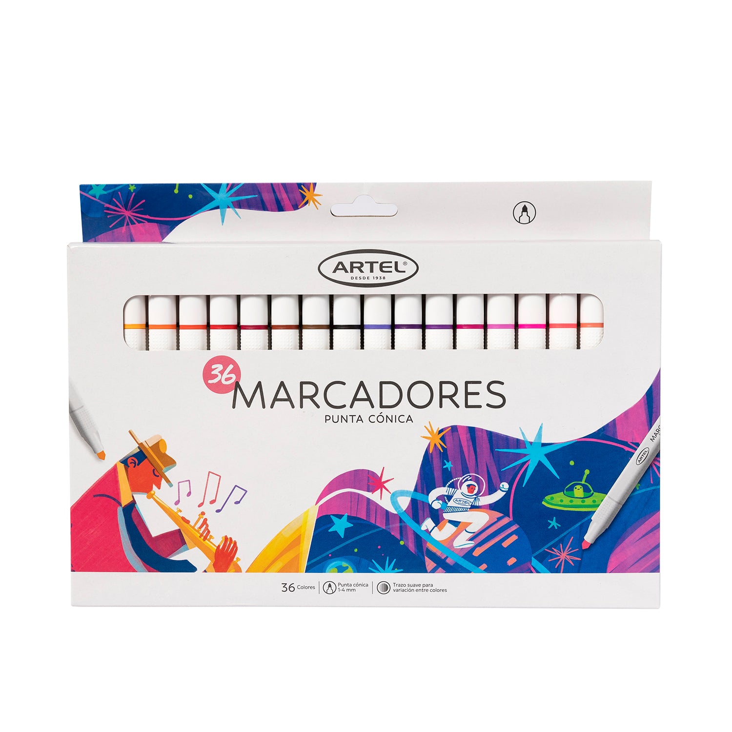 Estuche Marcadores Lettering Artel Punta Cónica 36 Unidades