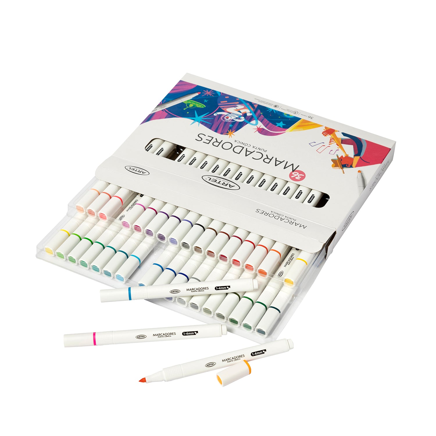 Estuche Marcadores Lettering Artel Punta Cónica 36 Unidades