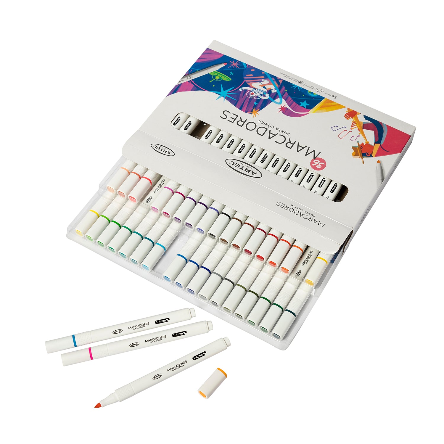 Estuche Marcadores Lettering Artel Punta Cónica 36 Unidades