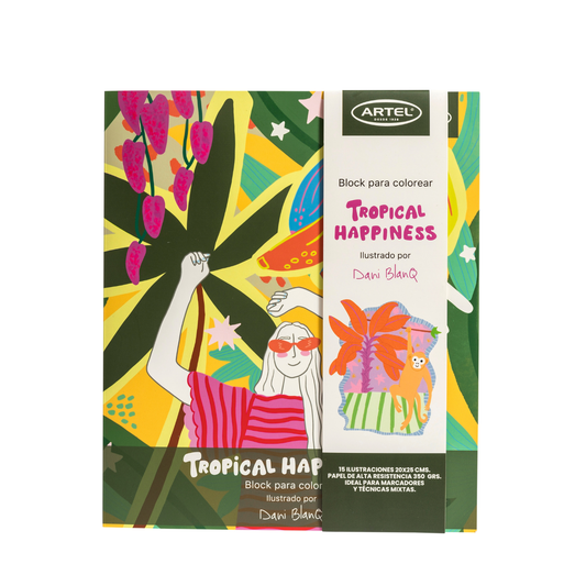 Block Para Colorear Artel Diseño Tropical Happiness