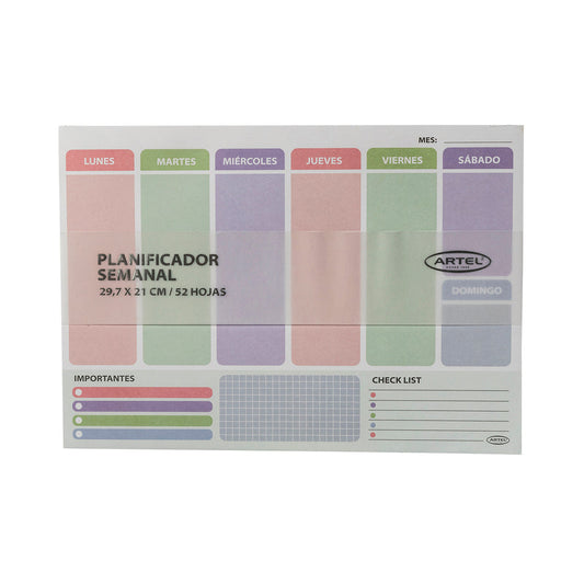 Planificador Semanal Artel Pastel