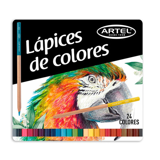 Estuche Metalico X 24 Lapices Co 4mm Art