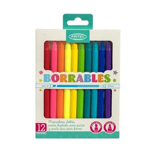 Set 12 rotuladores Borrables Doble Punta
