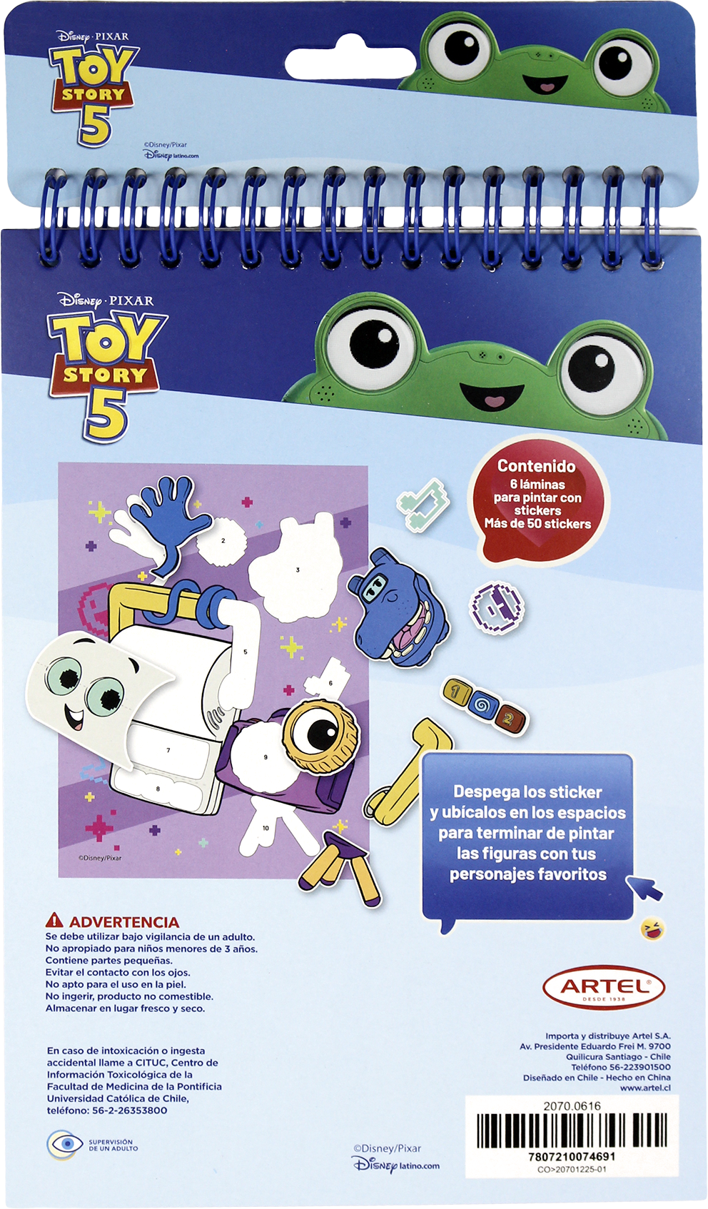 Block Pinta Con Stickers Artel Diseño Toy Story 5