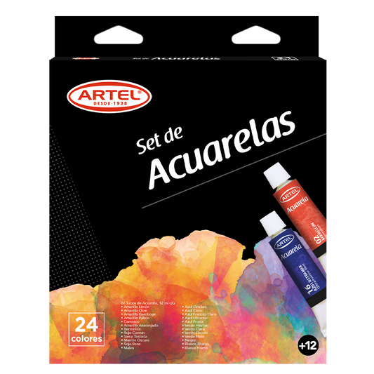 Set de Acuarelas 24 colores de 12ml
