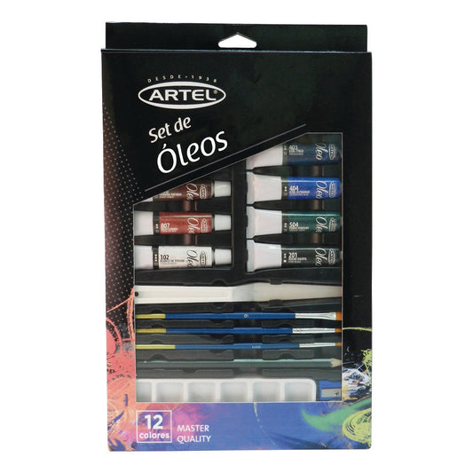 Set Artel Pintura Óleo 12 colores + 3 pinceles + grafito