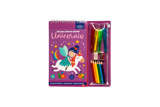 Set Para Colorear Artel Stencil Unicornio