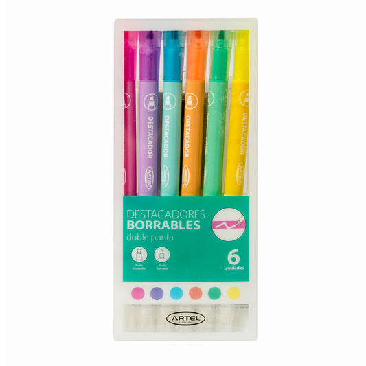 Destacadores Borrables Artel Pastel 6 Unidades