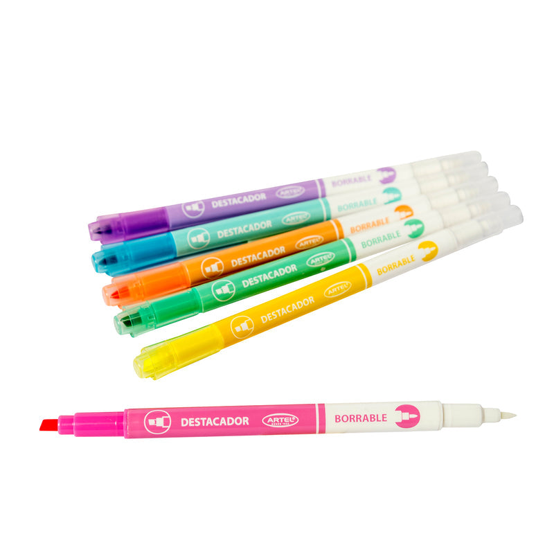 Destacadores Borrables Artel Pastel 6 Unidades