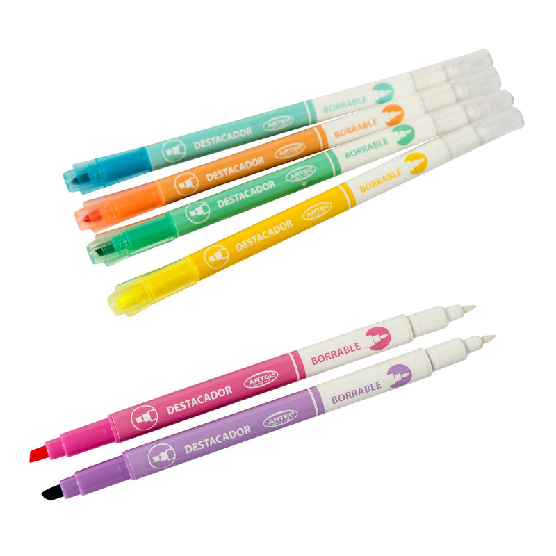 Destacadores Borrables Artel Pastel 6 Unidades