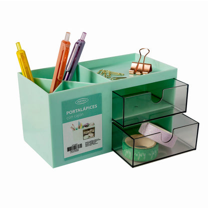Portalápices Con Cajón Artel Pastel