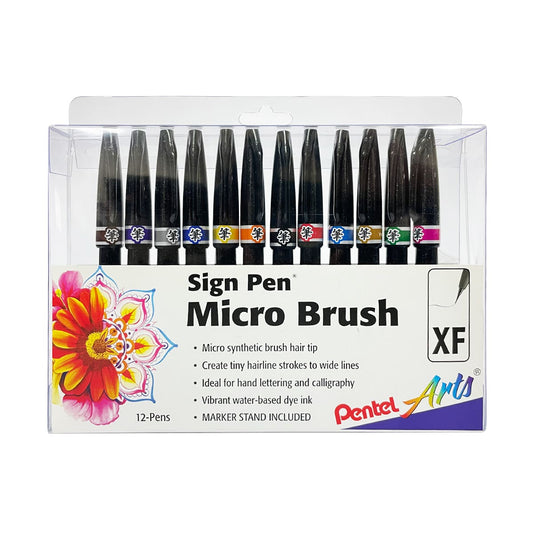SignPen MicroBrush Set.12un Pentel