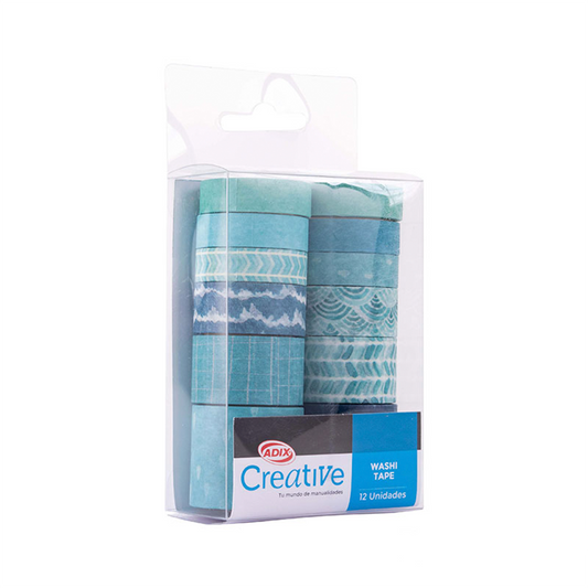Washi Tape Creative 12 Unidades 3M C/U Azul