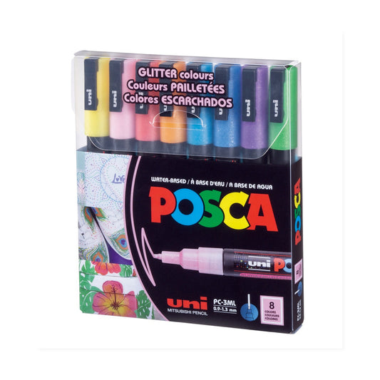 Set Marcador Posca 3M 8 Colores Glitter