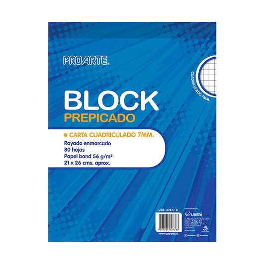 BLOCK PREPICADO PROARTE CARTA 80 HJ 7mm