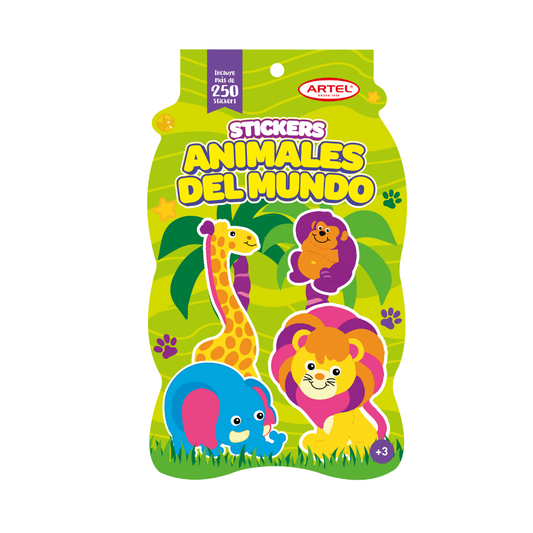 Álbum de Stickers Artel Animales del Mundo 250 Unidades