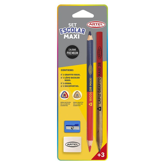 BL: 1 Graf. Maxi + 1 Bicolor Maxi + goma Artel Nacional Librería