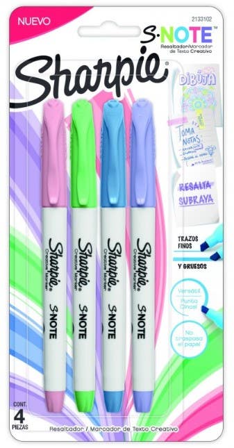 Bl.x 4 Destacadores Sharpie Note Pastel Sharpie Nacional Librería