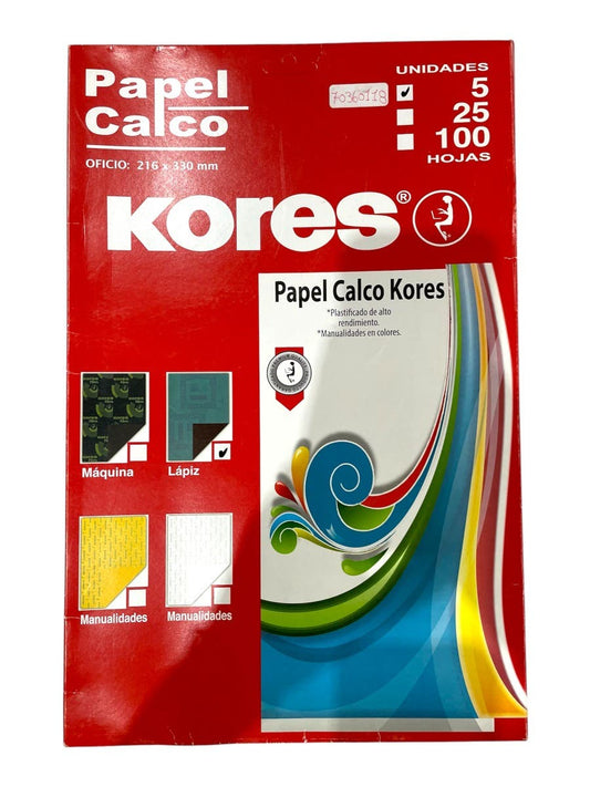 Calco Kores film azul p/lápiz Disp. 5 UN Kores Nacional Librería