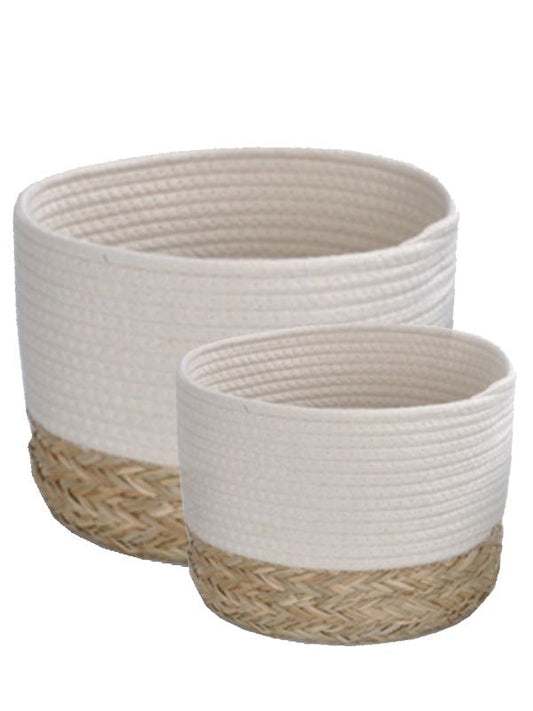 SET 2 CANASTOS SEAGRASS BLANCO