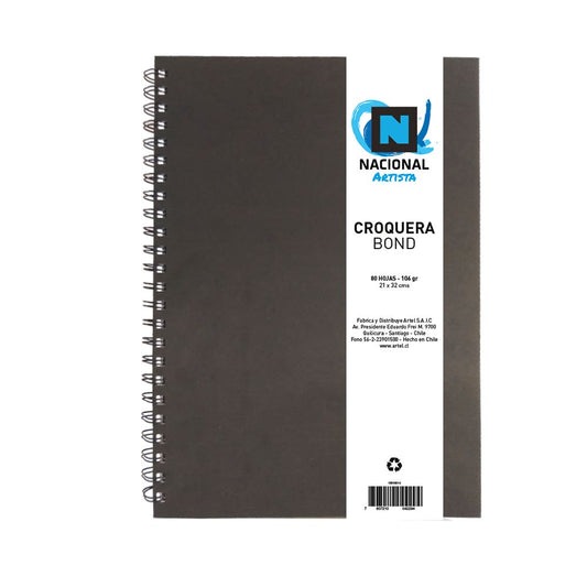 Croquera Bond Nacional 21x32 80hjs Artel Nacional Librería