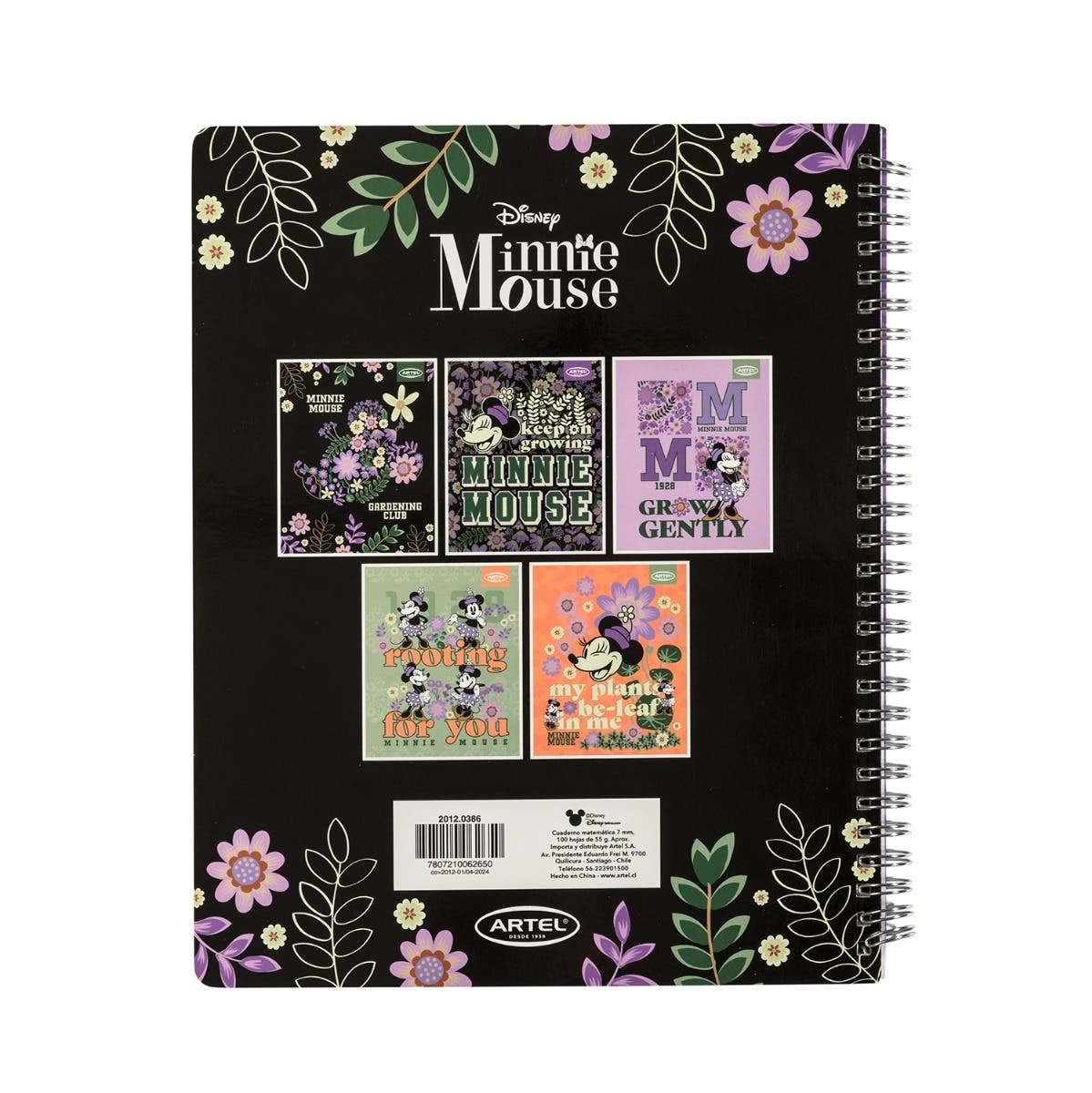 CUAD UNIV 100H 7MM MINNIE SPRING Artel Nacional Librería