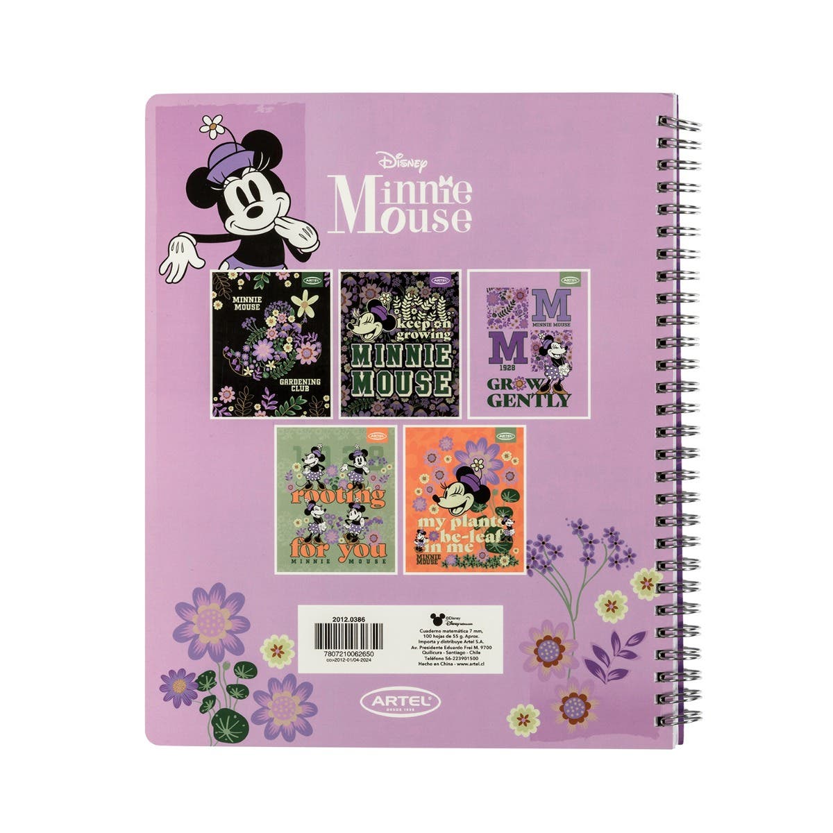 CUAD UNIV 100H 7MM MINNIE SPRING Artel Nacional Librería