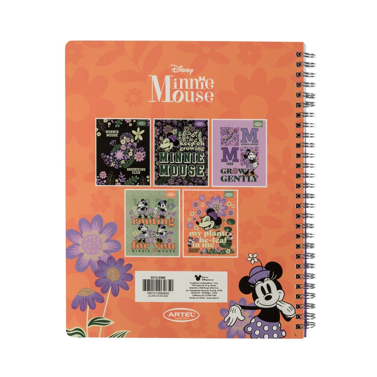 CUAD UNIV 100H 7MM MINNIE SPRING Artel Nacional Librería