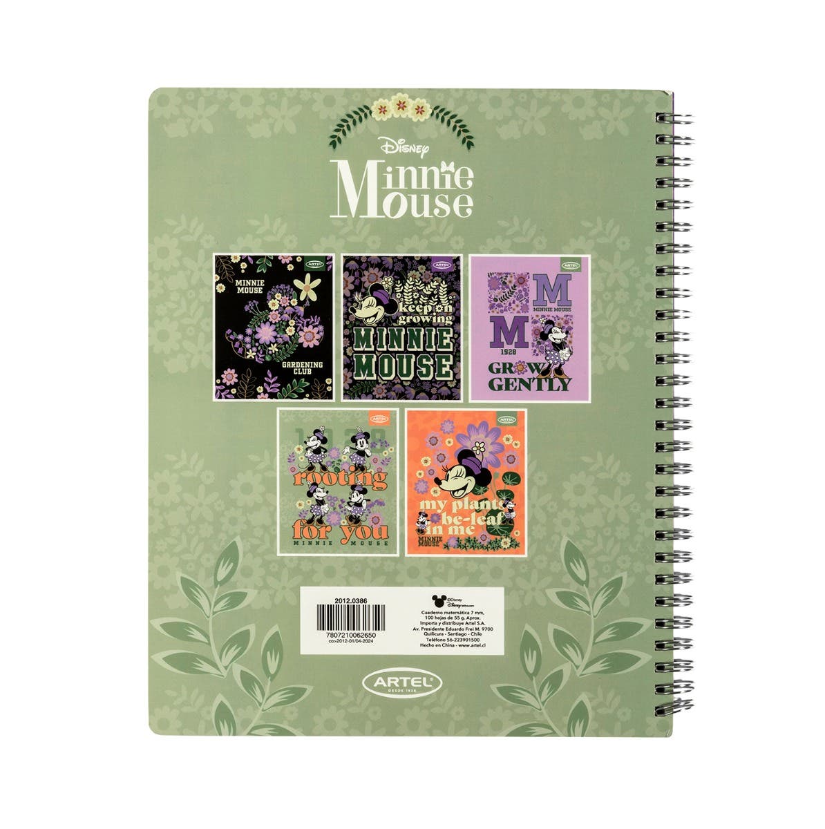 CUAD UNIV 100H 7MM MINNIE SPRING Artel Nacional Librería