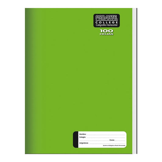CUADERNO COLLEGE PROARTE 100 HOJAS LISO CALÍGRAFIA HORIZONTAL Proarte Nacional Librería