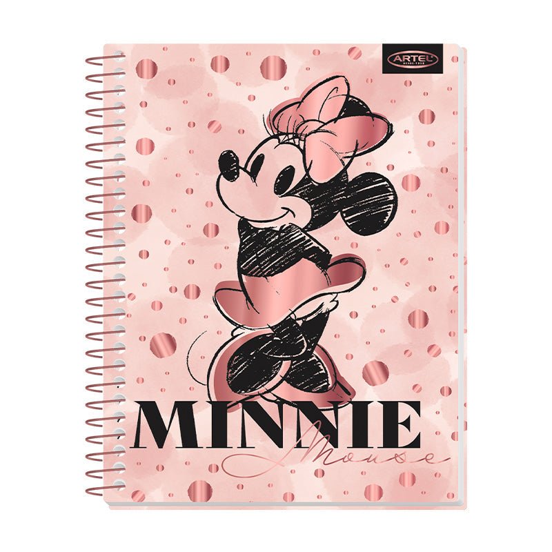 CUADERNO ESPECIAL 150 HOJAS 7MM MINNIE GOLD ROSE ARTEL Artel Importado Nacional Librería