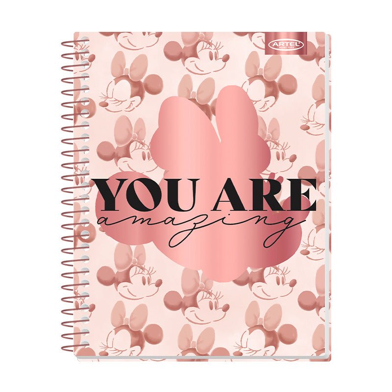 CUADERNO ESPECIAL 150 HOJAS 7MM MINNIE GOLD ROSE ARTEL Artel Importado Nacional Librería