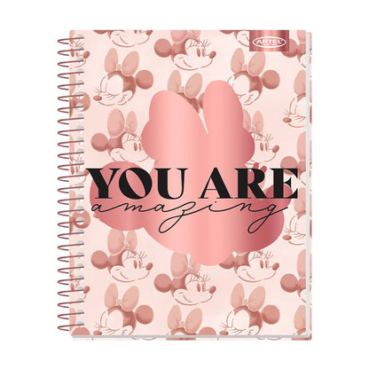 CUADERNO ESPECIAL 150 HOJAS 7MM MINNIE GOLD ROSE ARTEL Artel Importado Nacional Librería