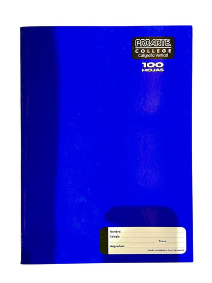 Cuaderno Proarte College Liso 100 Hojas Caligrafia Vertical Proarte Nacional Librería
