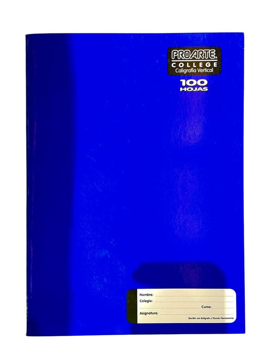 Cuaderno Proarte College Liso 100 Hojas Caligrafia Vertical Proarte Nacional Librería
