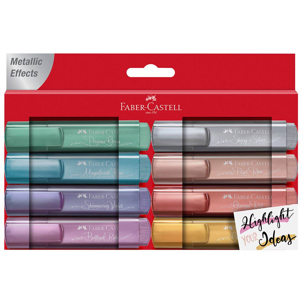 Destacador 46 metálico wallet x8 cartón Faber Castell Nacional Librería