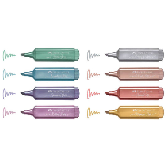 Destacador 46 metálico wallet x8 cartón Faber Castell Nacional Librería