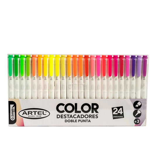 Destacador Doble Punta 24 colores Artel Artel Nacional Librería