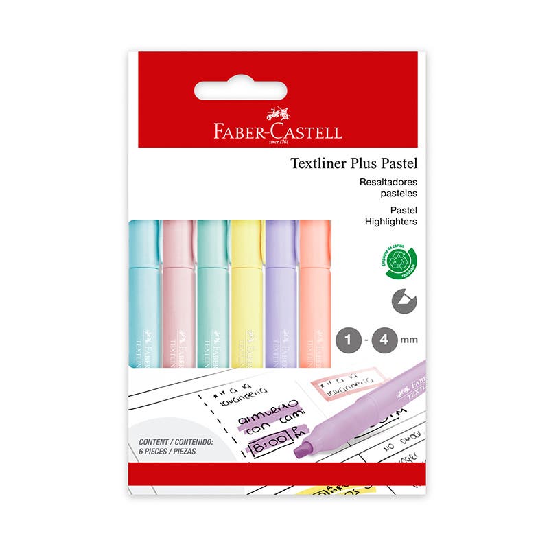 Destacador Textliner Plus Pastel cartón Faber Castell Nacional Librería