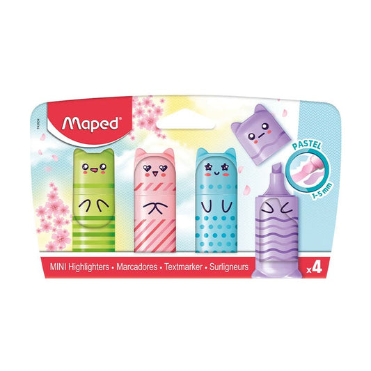 Destacadores Mini Pastel Pocket x4 Maped Nacional Librería