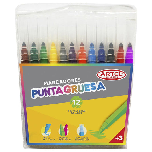 Est. 12 marcadores punta gruesa ARTEL Artel Nacional Librería