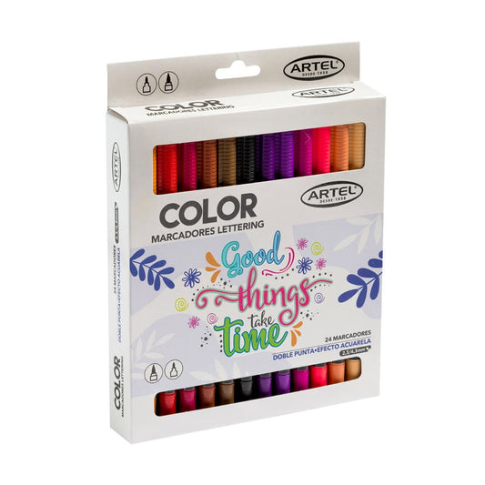 Est Marcadores Doble Punta 24 colores Artel Nacional Librería