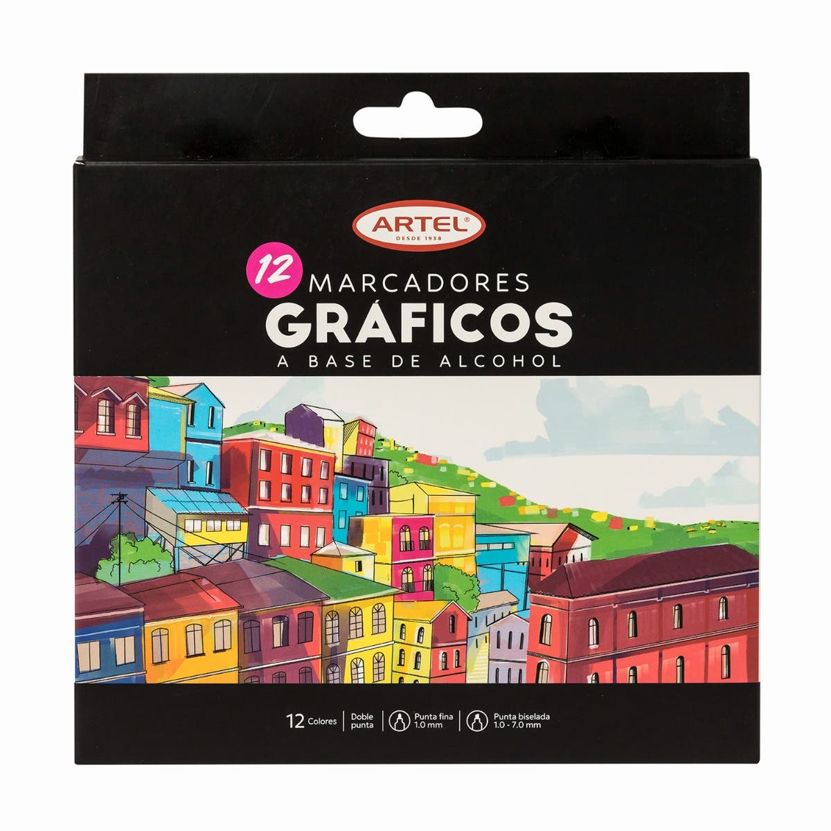 Est.Marcadores gráficos 12 colores Artel Nacional Librería