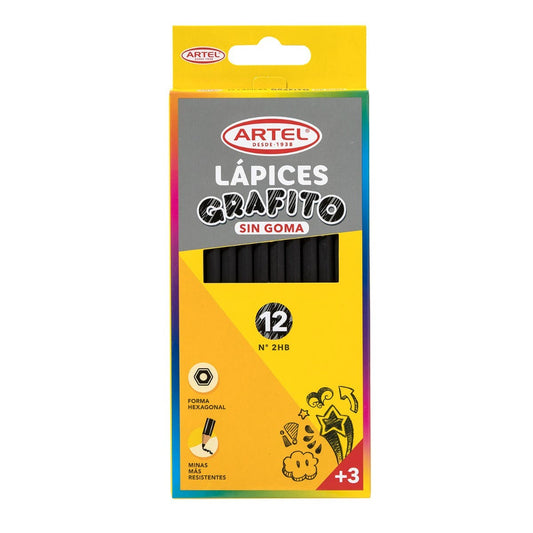 Estuche 12 Lápices Grafito HB Sin Goma Artel Artel Nacional Librería