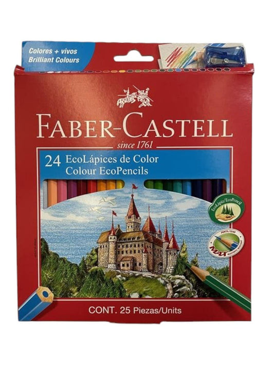 Estuche Lápices Faber Castell 24 Colores Largo Hexagonal Faber Castell Nacional Librería