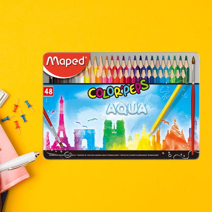 Estuche Metal Lapiz Maped Acuarela x 48 Maped Nacional Librería