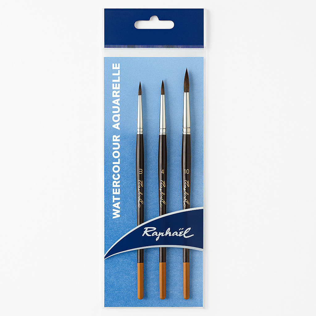 Set 3 Pinceles Acuarela Raphael Serie 835  2-6-1