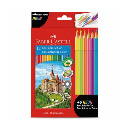 LAP. DE COLORES 12+6 NEON FABER CASTELL Faber Castell Nacional Librería