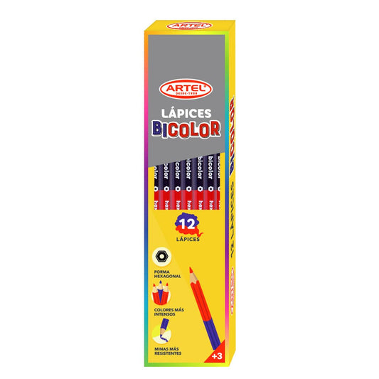 Lápices Bicolor Azul/Rojo x 12 Artel Nacional Librería
