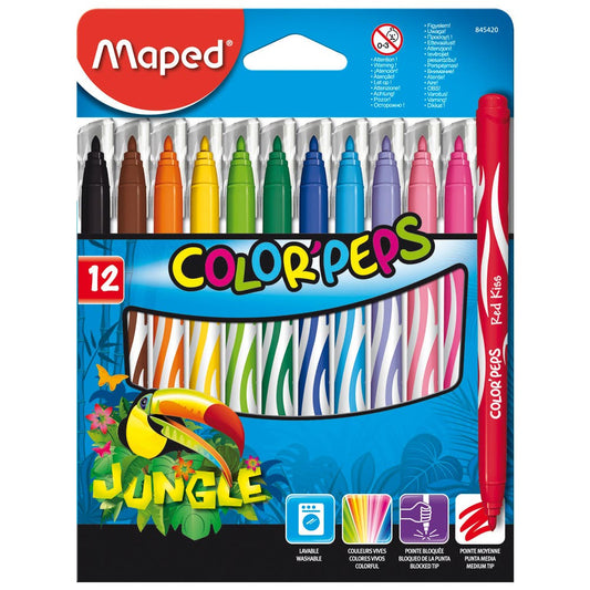 Marcador Maped JUNGLE 12 colores Maped Nacional Librería